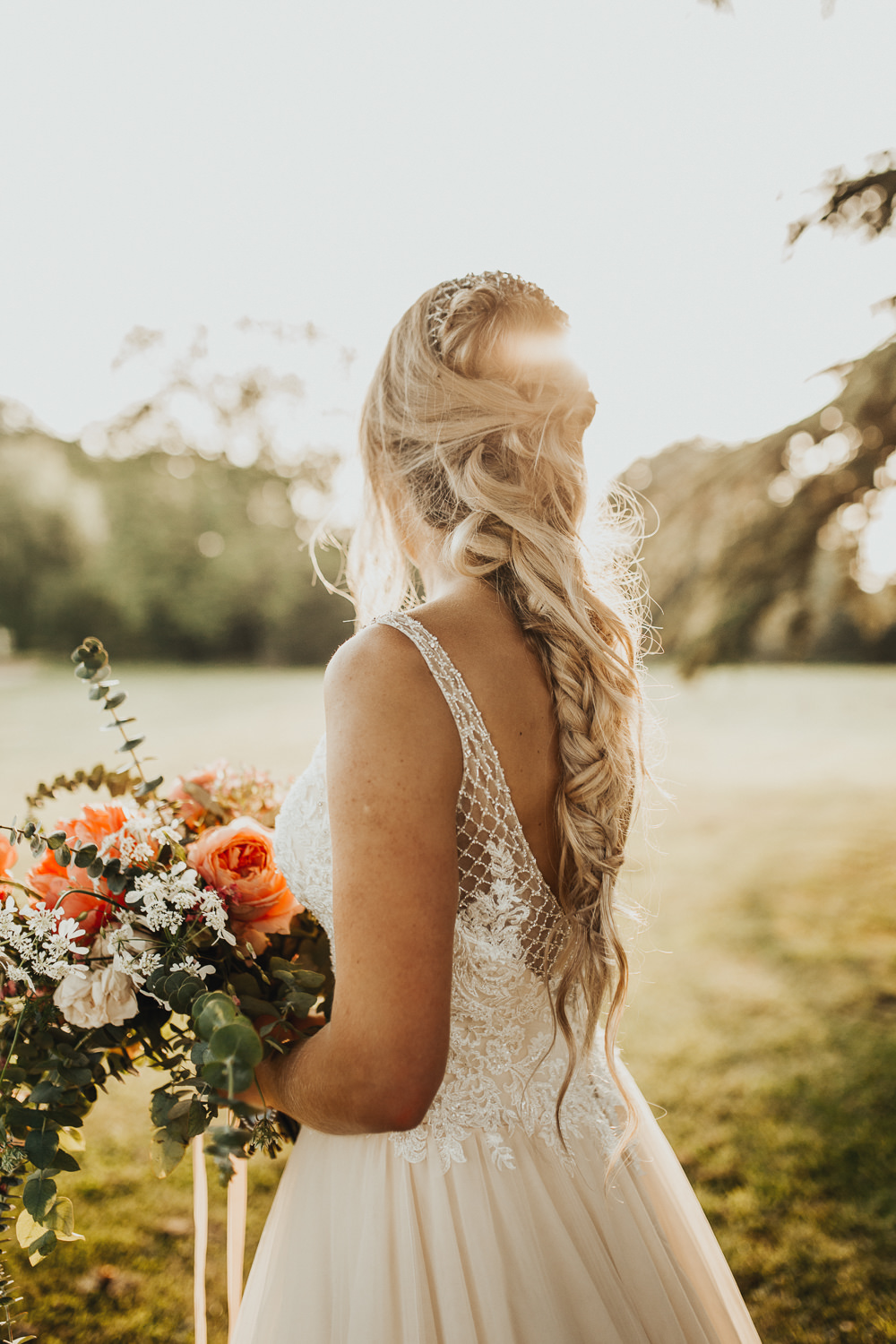 Hair Bride Bridal Long Style Up Do Plait Braid Curls Waves Stubton Hall Wedding Darina Stoda Photography