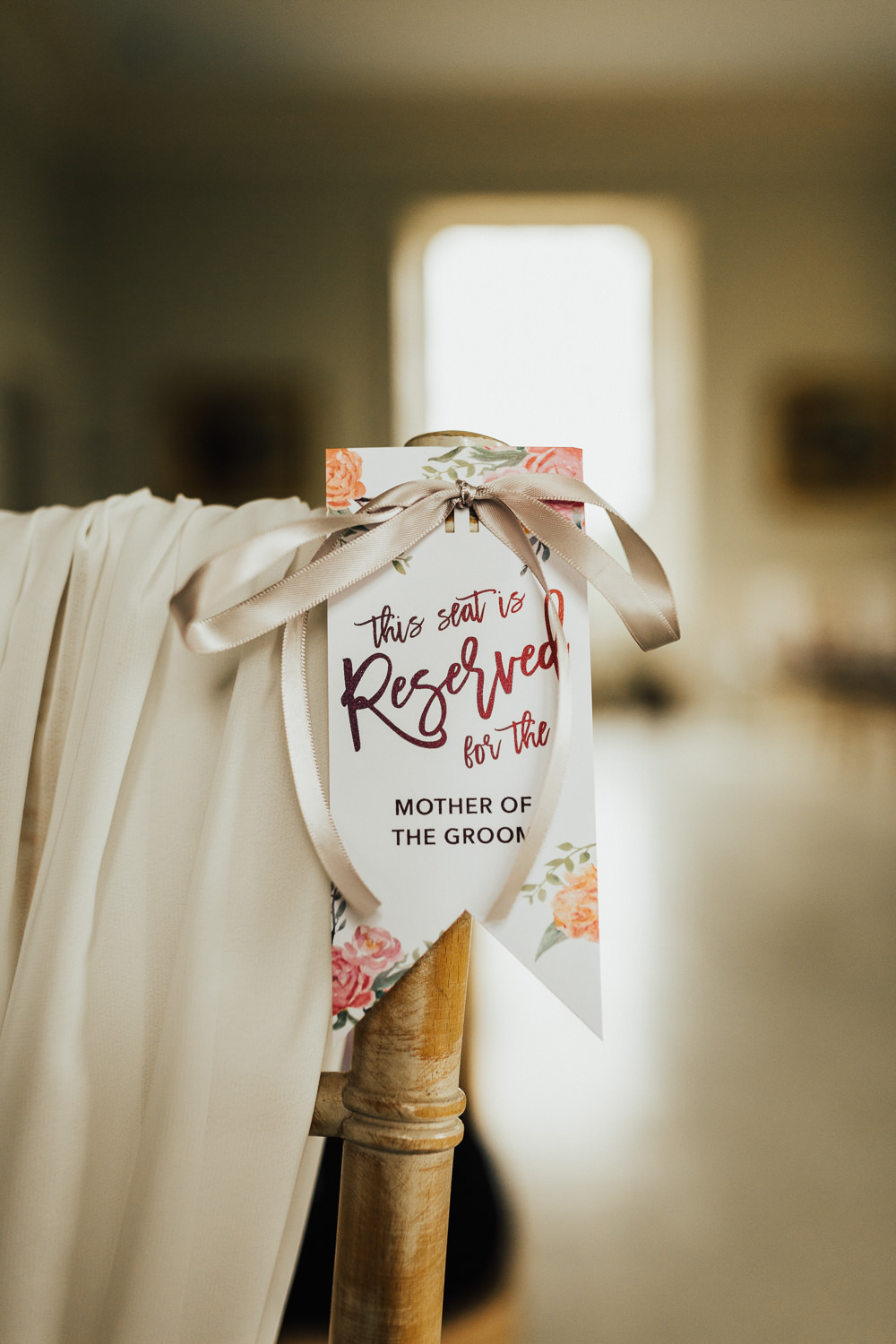 Chair Label Ceremony Reserved Stubton Hall Wedding Darina Stoda Photography