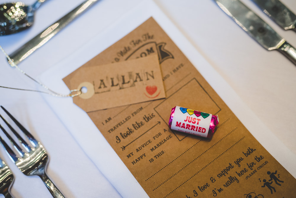 Lovehearts Luggage Tag Place Card Advice Card Victoria Gallery Museum Wedding Emma Hillier Photography
