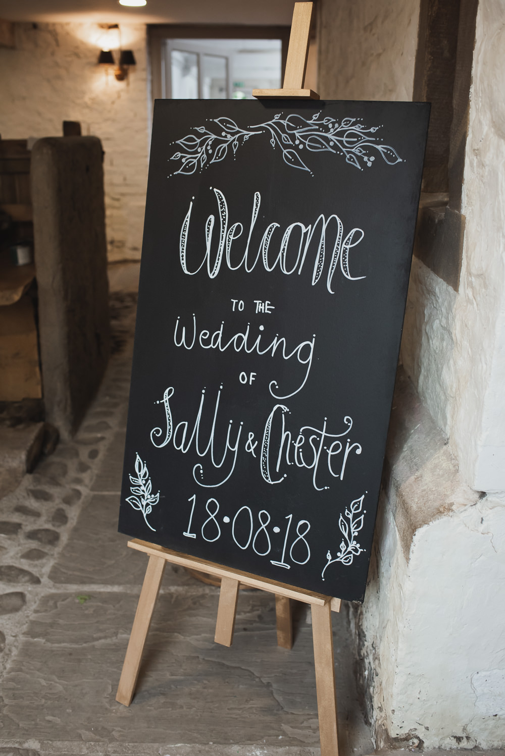 Chalk Board Welcome Sign Wyresdale Park Wedding Lisa Howard Photography