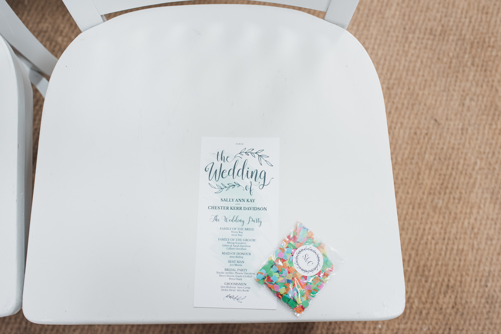 Order of Service Confetti Packet Wyresdale Park Wedding Lisa Howard Photography