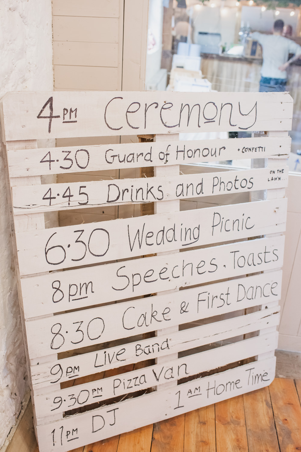Painted Pallet Order of the Day Wyresdale Park Wedding Lisa Howard Photography