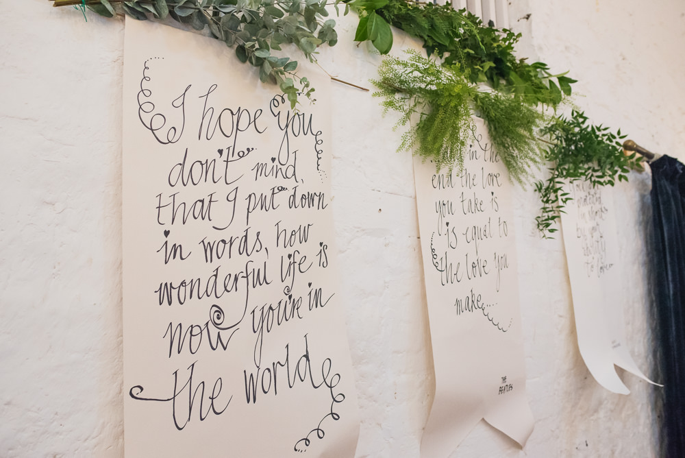 Banner Quote Calligraphy Wallpaper Greenery Wyresdale Park Wedding Lisa Howard Photography