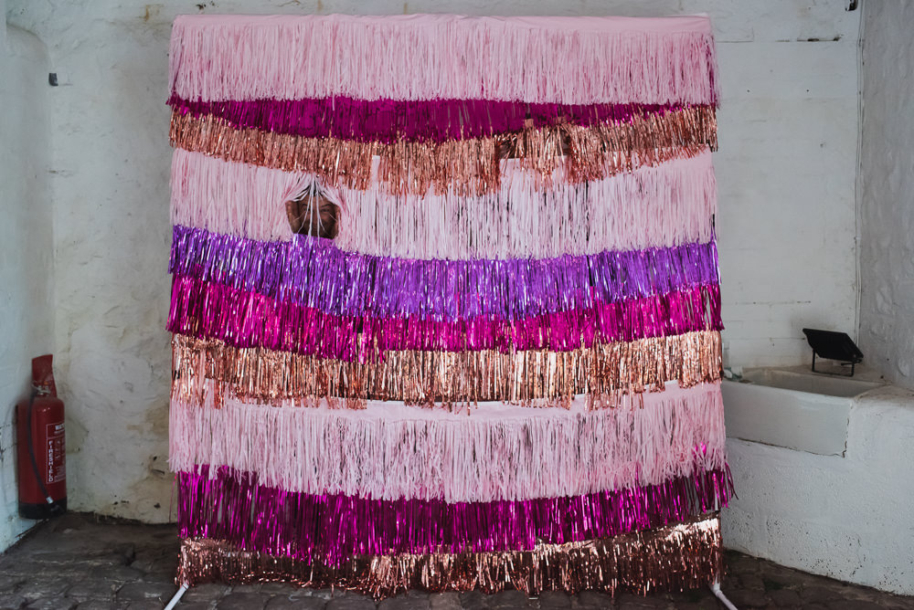 Pink Purple Rose Gold Tassel Backdrop Wyresdale Park Wedding Lisa Howard Photography