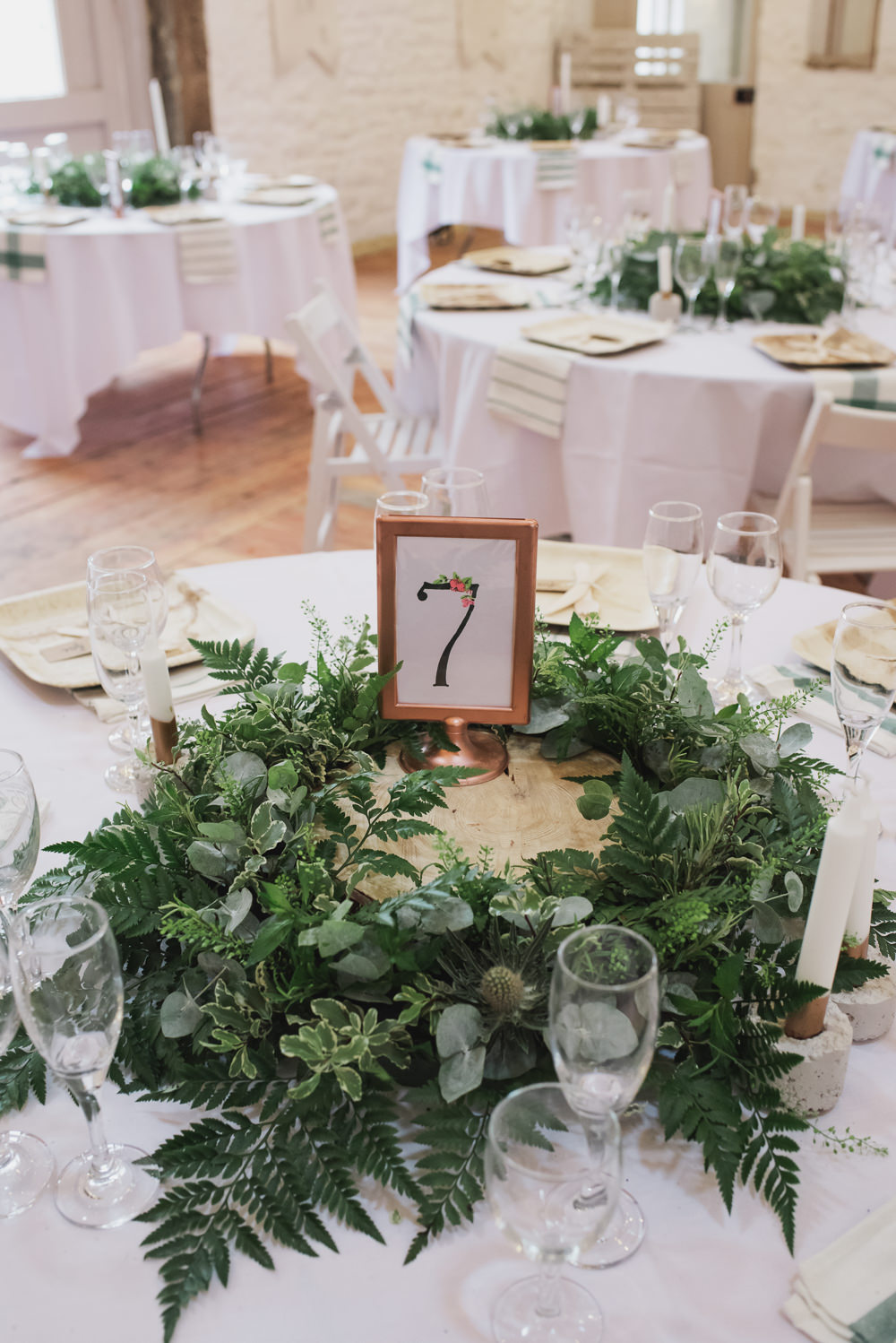 Table Number Greenery Table Centre Wyresdale Park Wedding Lisa Howard Photography