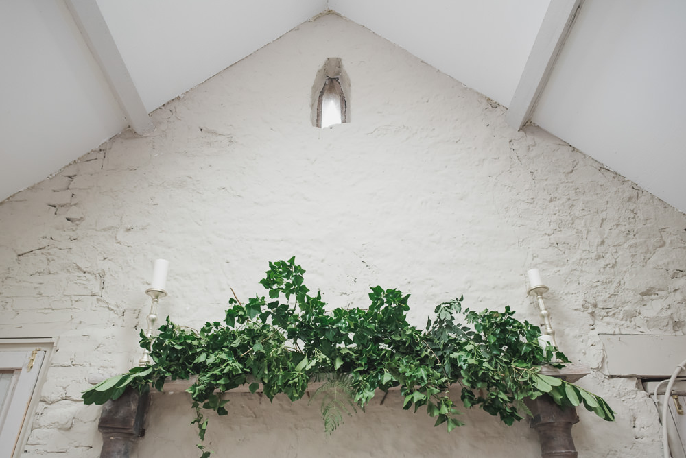 Shelf Greenery Garland Candles Wyresdale Park Wedding Lisa Howard Photography
