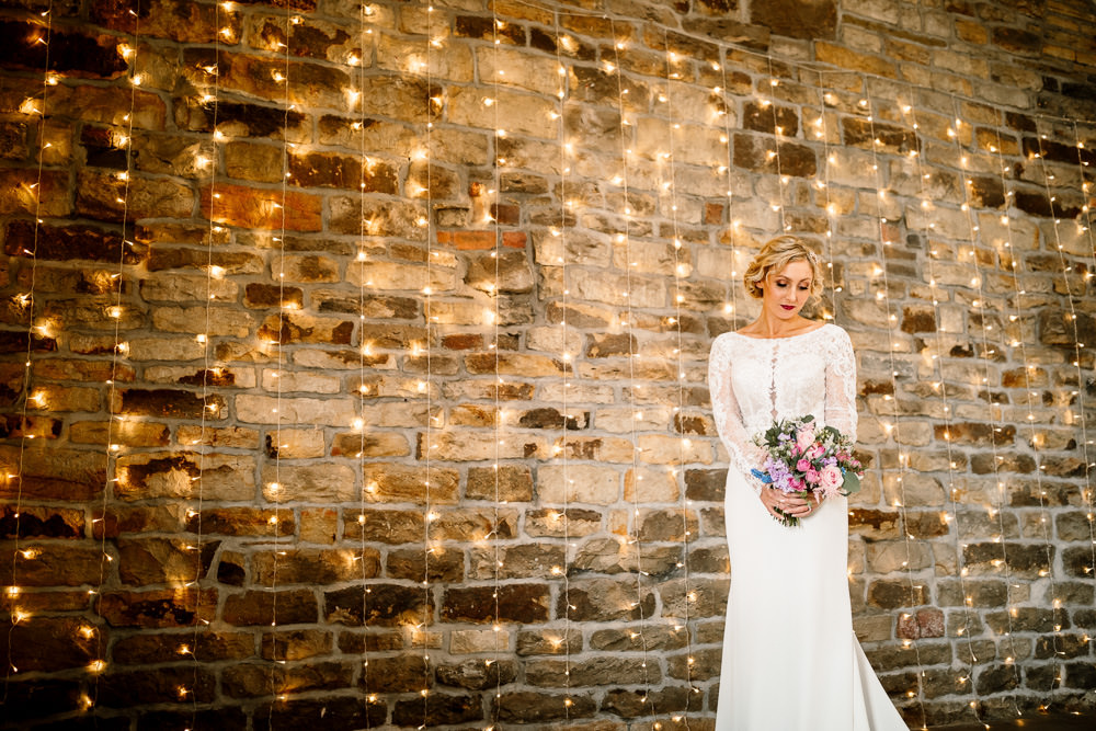 Bride Bridal Dress Gow Lace Long Sleeves Blossom Barn Wedding Ideas Hayley Baxter Photography