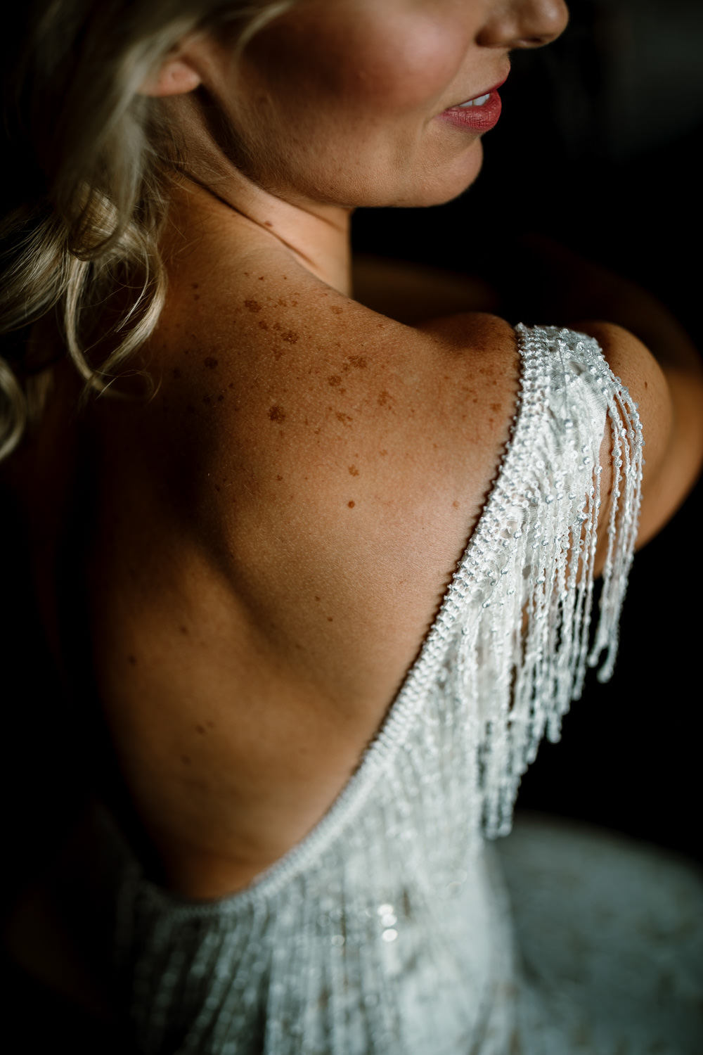 Bride Bridal Dress Gown Fringed Tassel Blossom Barn Wedding Ideas Hayley Baxter Photography