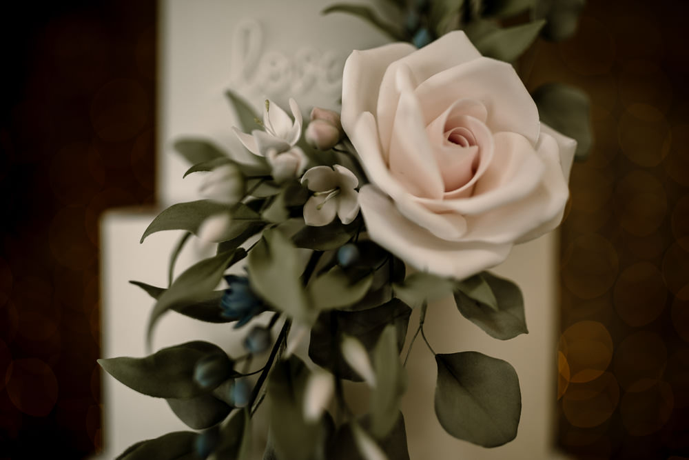 Cake Grey White Greenery Foliage Flower Blossom Barn Wedding Ideas Hayley Baxter Photography