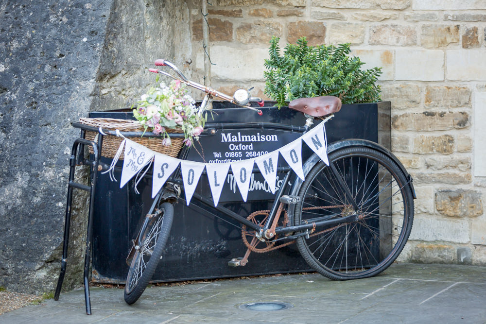 Entrance Bike Bunting Flowers Floral Bodleian Library Wedding Anita Nicholson Photography