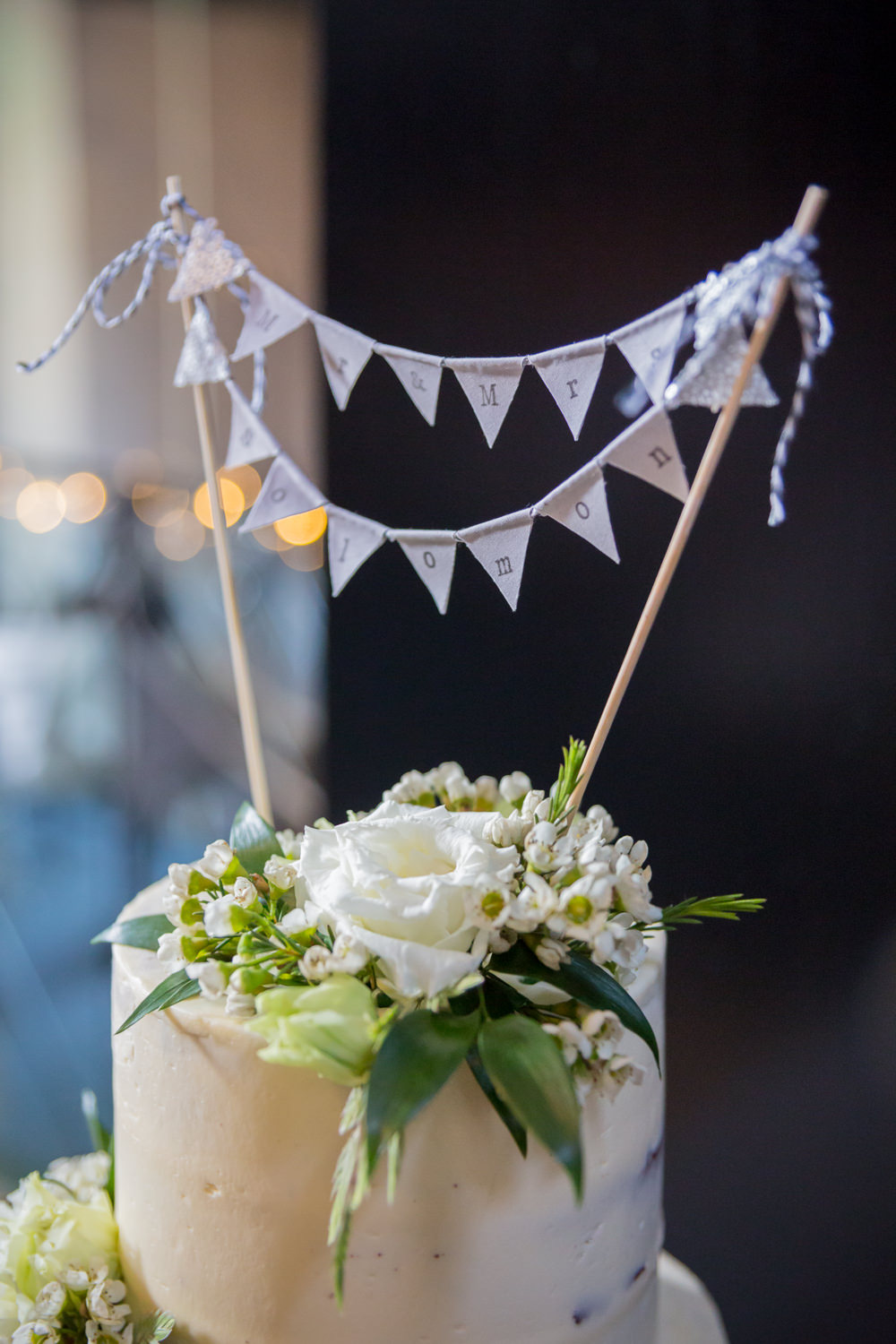 Buttercream Cake Bunting Topper Wax Flowers Bodleian Library Wedding Anita Nicholson Photography