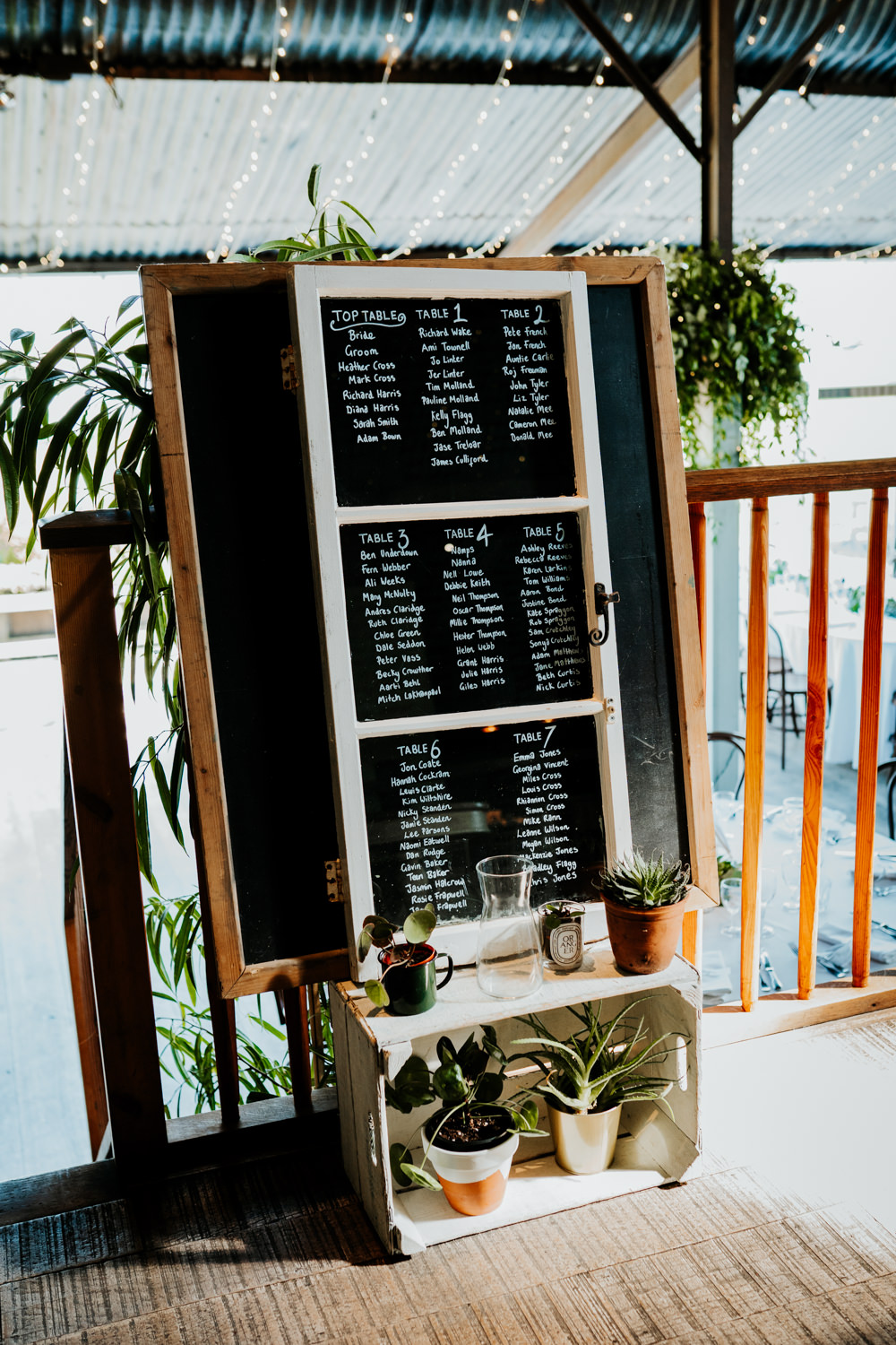 Table Plan Window Chalk Crates Succulents Contemporary Barn Wedding Ryan Goold Photography