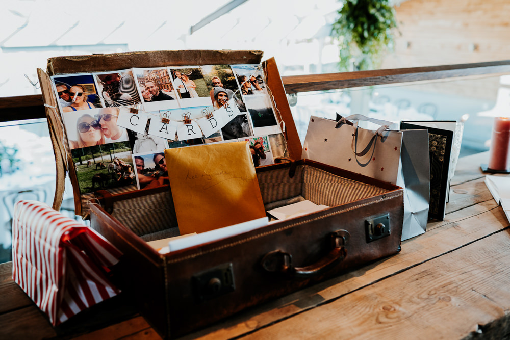 Cards Suitcase Photographs Contemporary Barn Wedding Ryan Goold Photography