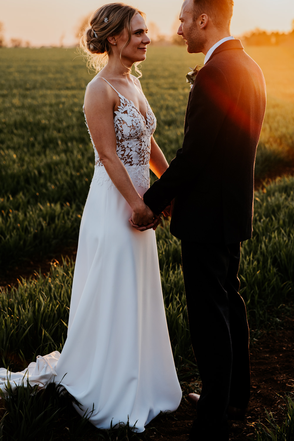 Bride Bridal Sleeveless Strappy Illusion Dress Silk Maxi Slim Separates Floral Tweed Waistcoat Groom Contemporary Barn Wedding Ryan Goold Photography
