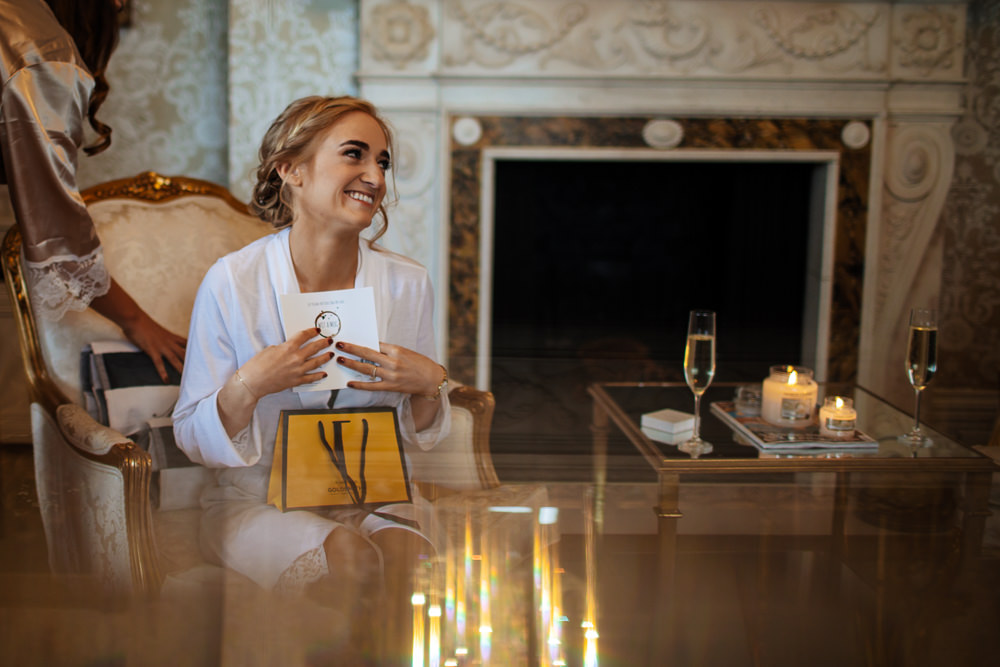 Bride Present Gift Cowdray House Wedding Matt Sim Photography