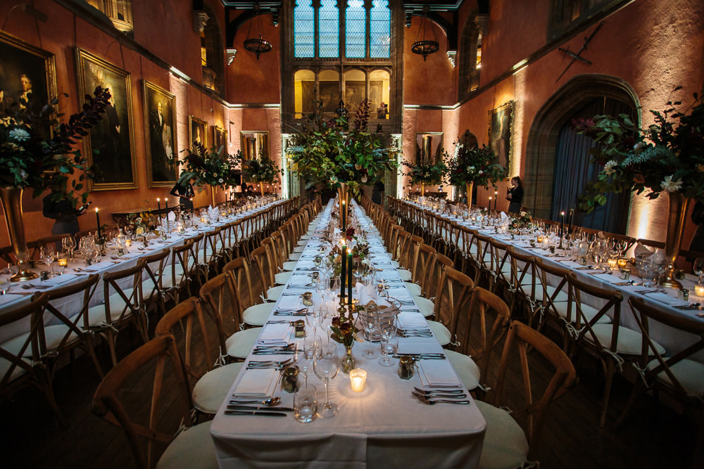 Long Tables Decor Decoration Tall Flowers Centrepiece Cowdray House Wedding Matt Sim Photography