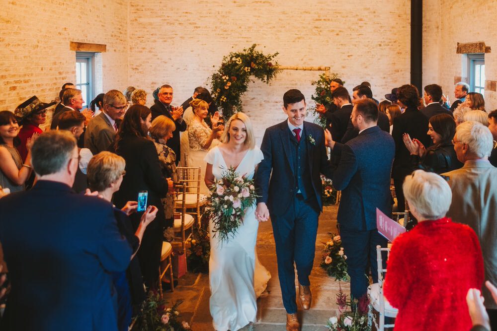 Ceremony Arch Backdrop Flowers Rose Astilbe Greenery Foliage Dorfold Hall Wedding Kate McCarthy Photography