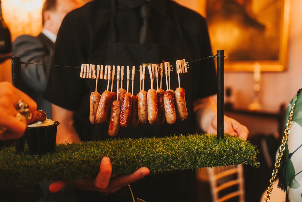 Canapes Sausages Dorfold Hall Wedding Kate McCarthy Photography