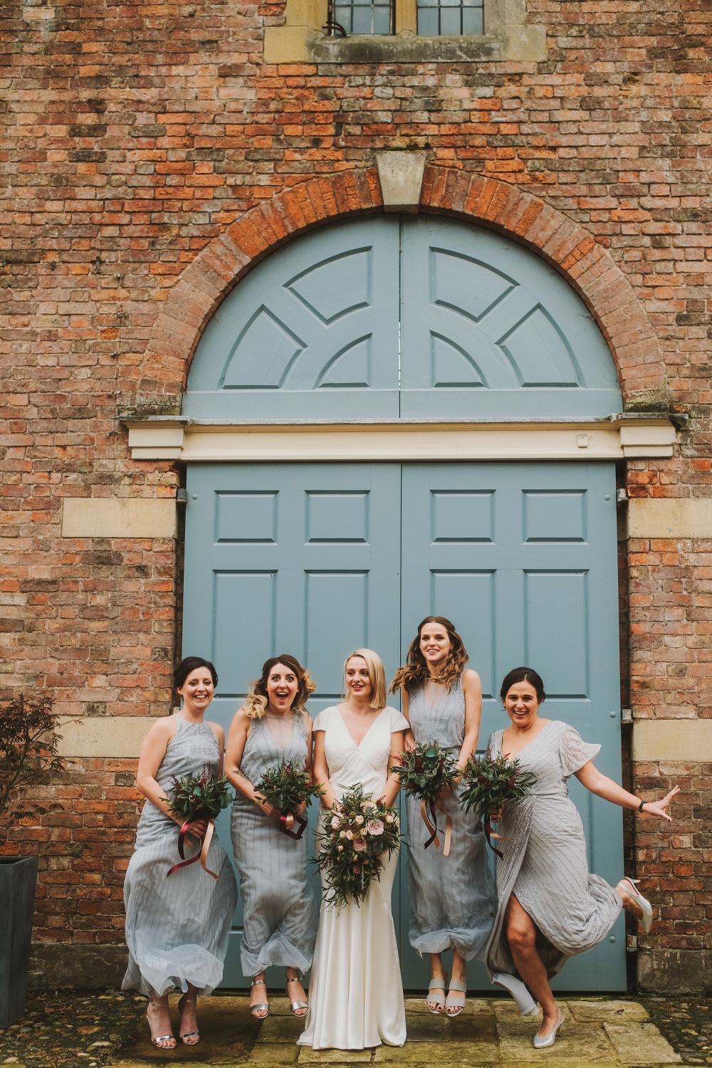 Bridesmaid Bridesmaids Dress Dresses Grey Beaded Dorfold Hall Wedding Kate McCarthy Photography