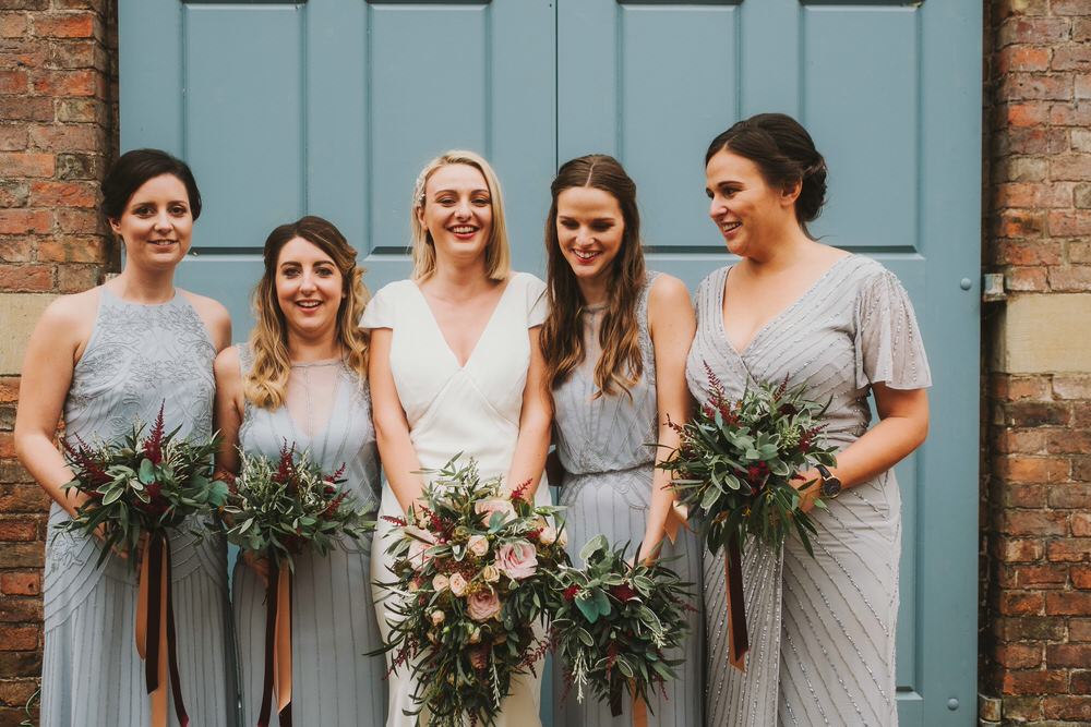 Bridesmaid Bridesmaids Dress Dresses Grey Beaded Dorfold Hall Wedding Kate McCarthy Photography