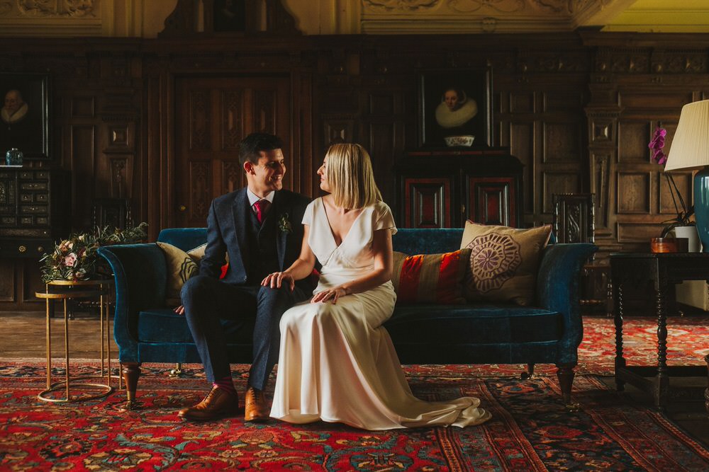 Dress Gown Bride Bridal Sleeves Savannah Miller Silk Satin Dorfold Hall Wedding Kate McCarthy Photography