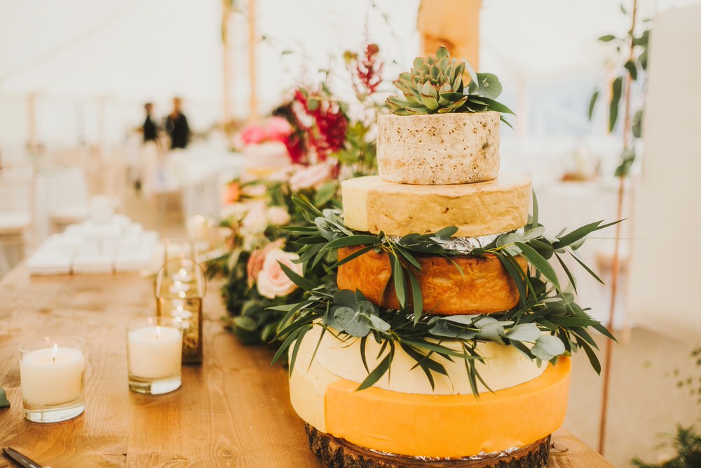 Cheese Stack Tower Cake Dorfold Hall Wedding Kate McCarthy Photography