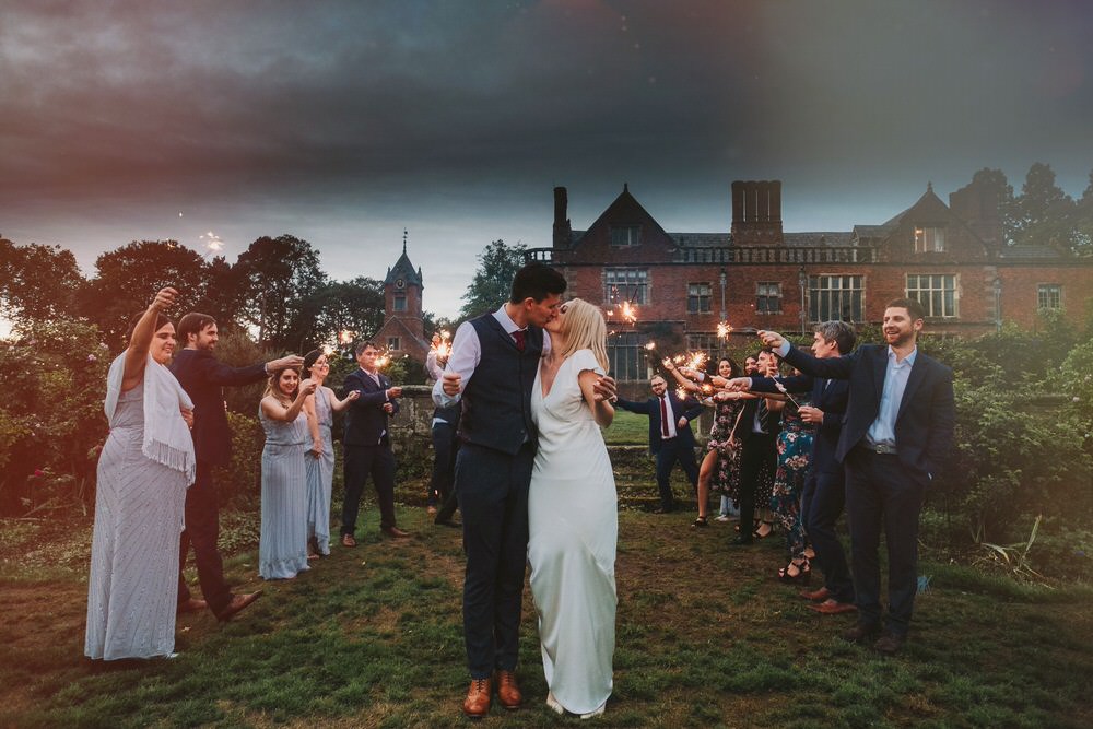 Sparkler Exit Send Off Dorfold Hall Wedding Kate McCarthy Photography