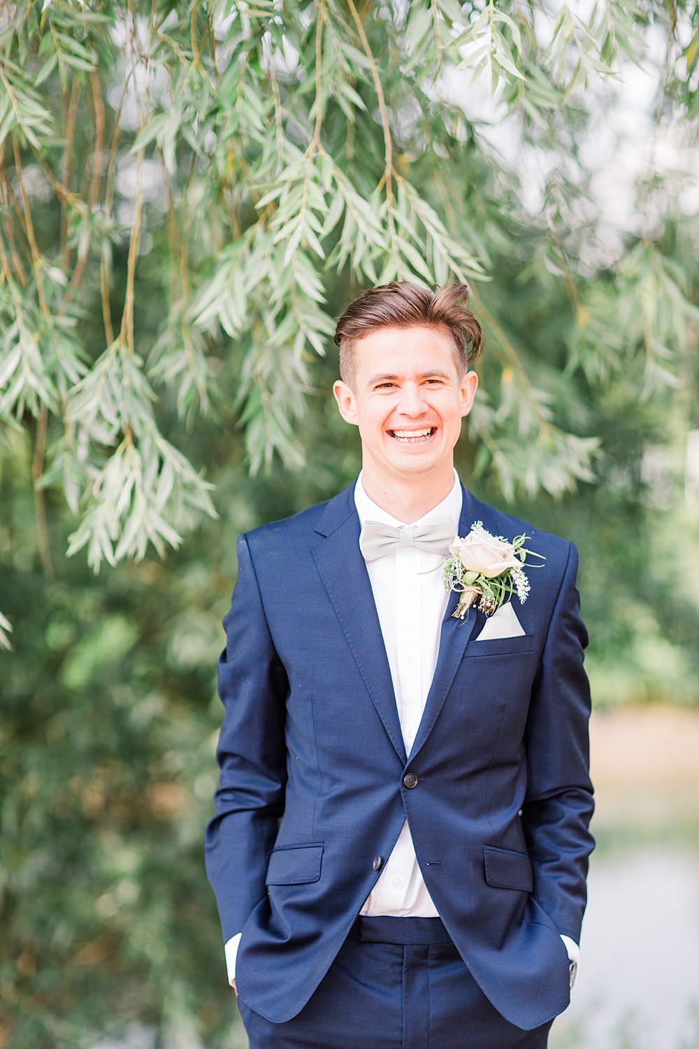 Groom Suit Bow Tie Navy Granary Estates Wedding Terri & Lori Fine Art Photography and Film Studio