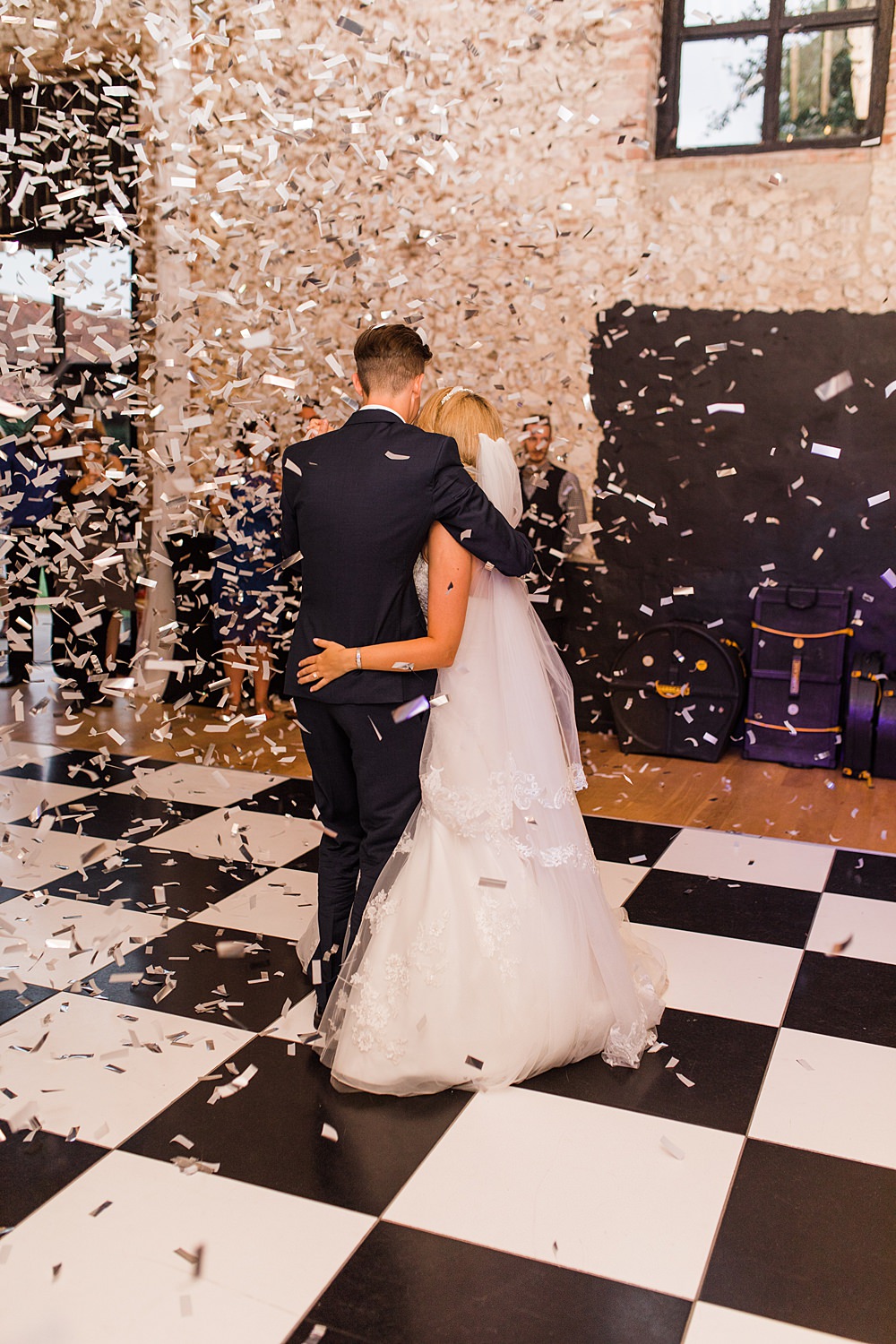 Confetti Cannon Dancefloor Granary Estates Wedding Terri & Lori Fine Art Photography and Film Studio
