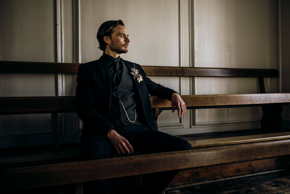 Groom Suit Black Waistcoat Tie Harry Potter Wedding Ideas Thyme Lane Photography