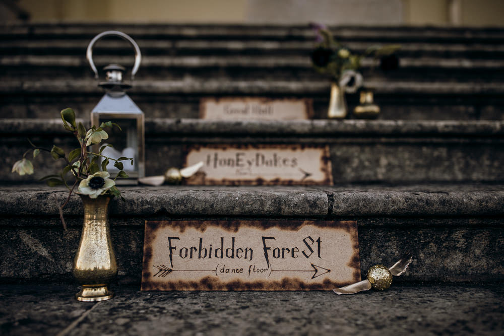 Signs Signage Signpost Harry Potter Wedding Ideas Thyme Lane Photography
