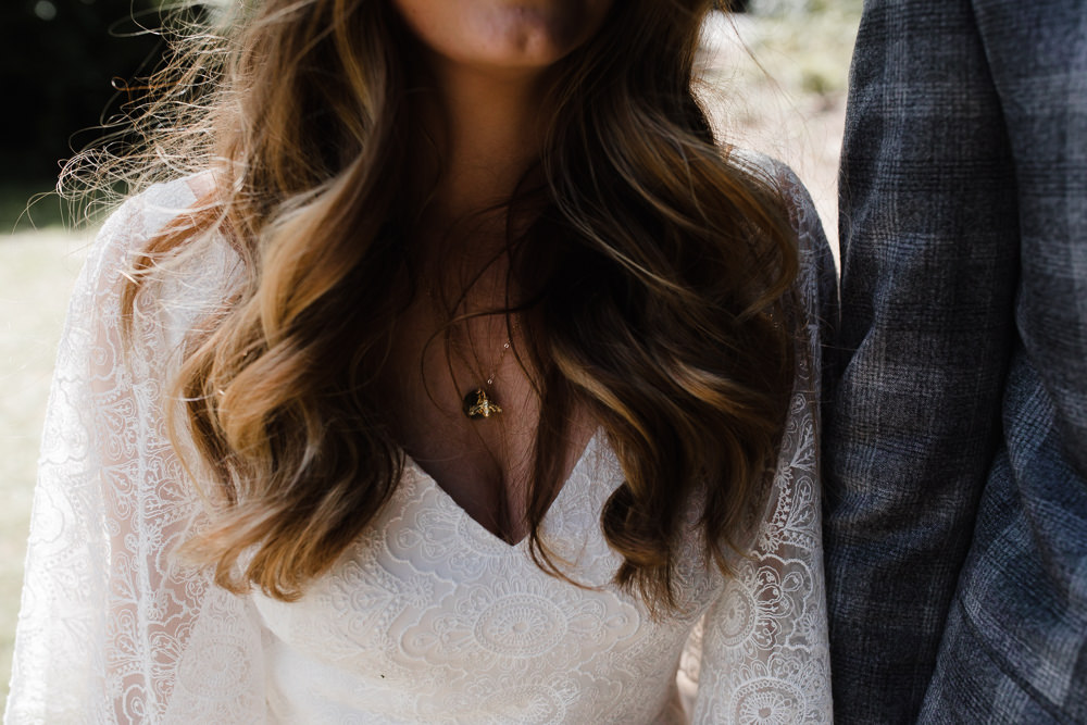 Bride Bridal Hair Waves Necklace Hope Mill Theatre Wedding Lee Garland Photography