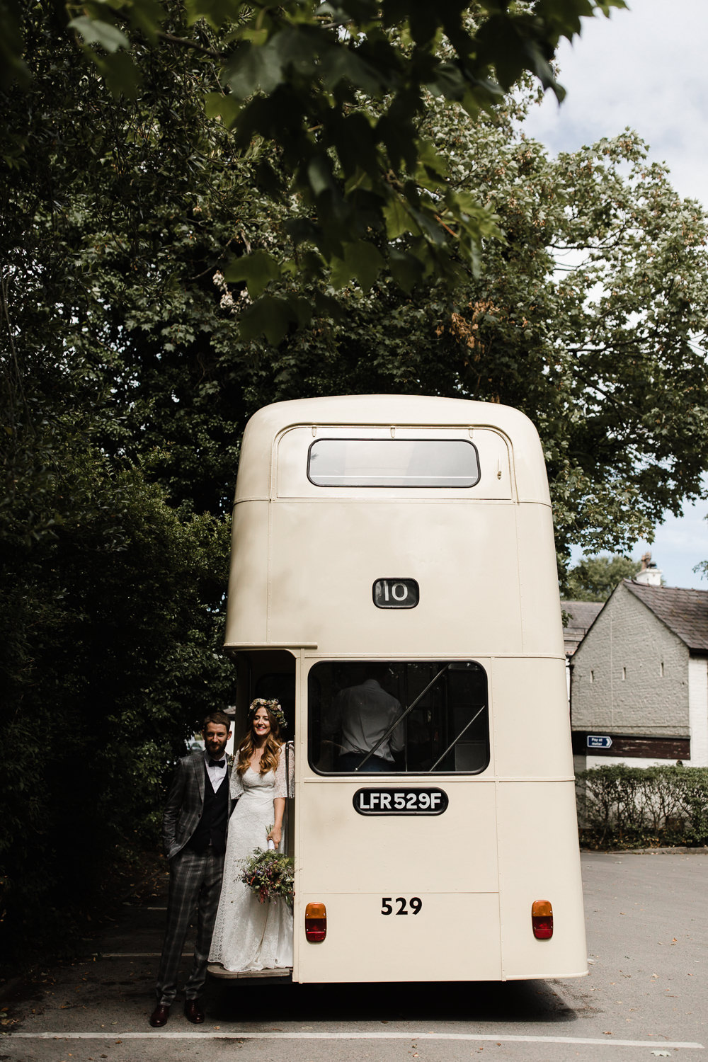 Vintage Traditional Double Decker Bus Transport Hope Mill Theatre Wedding Lee Garland Photography