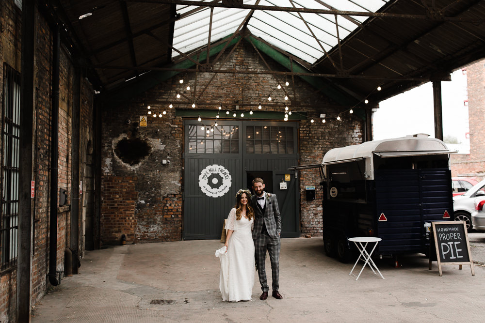 Industrial Festoon Lights Food Truck Hope Mill Theatre Wedding Lee Garland Photography