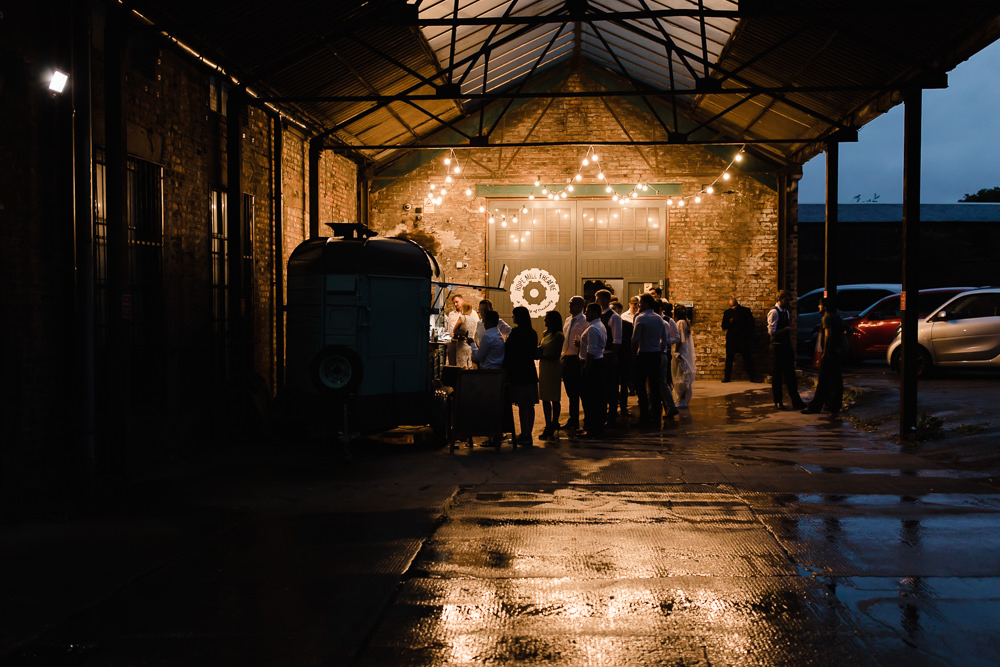 Industrial Festoon Lights Food Truck Hope Mill Theatre Wedding Lee Garland Photography