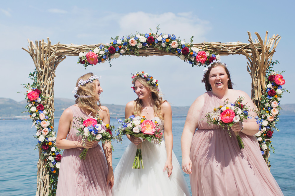 Pink Bridesmaid Bridesmaids Dress Dresses Kefalonia Wedding Cotton Candy Weddings
