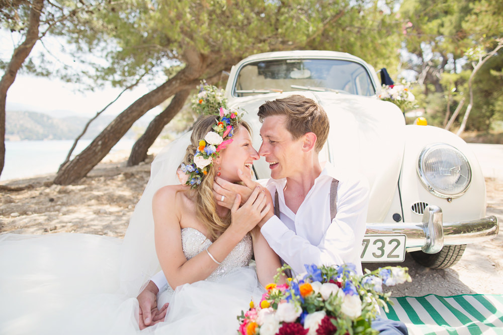 VW Beetle Transport Car Kefalonia Wedding Cotton Candy Weddings