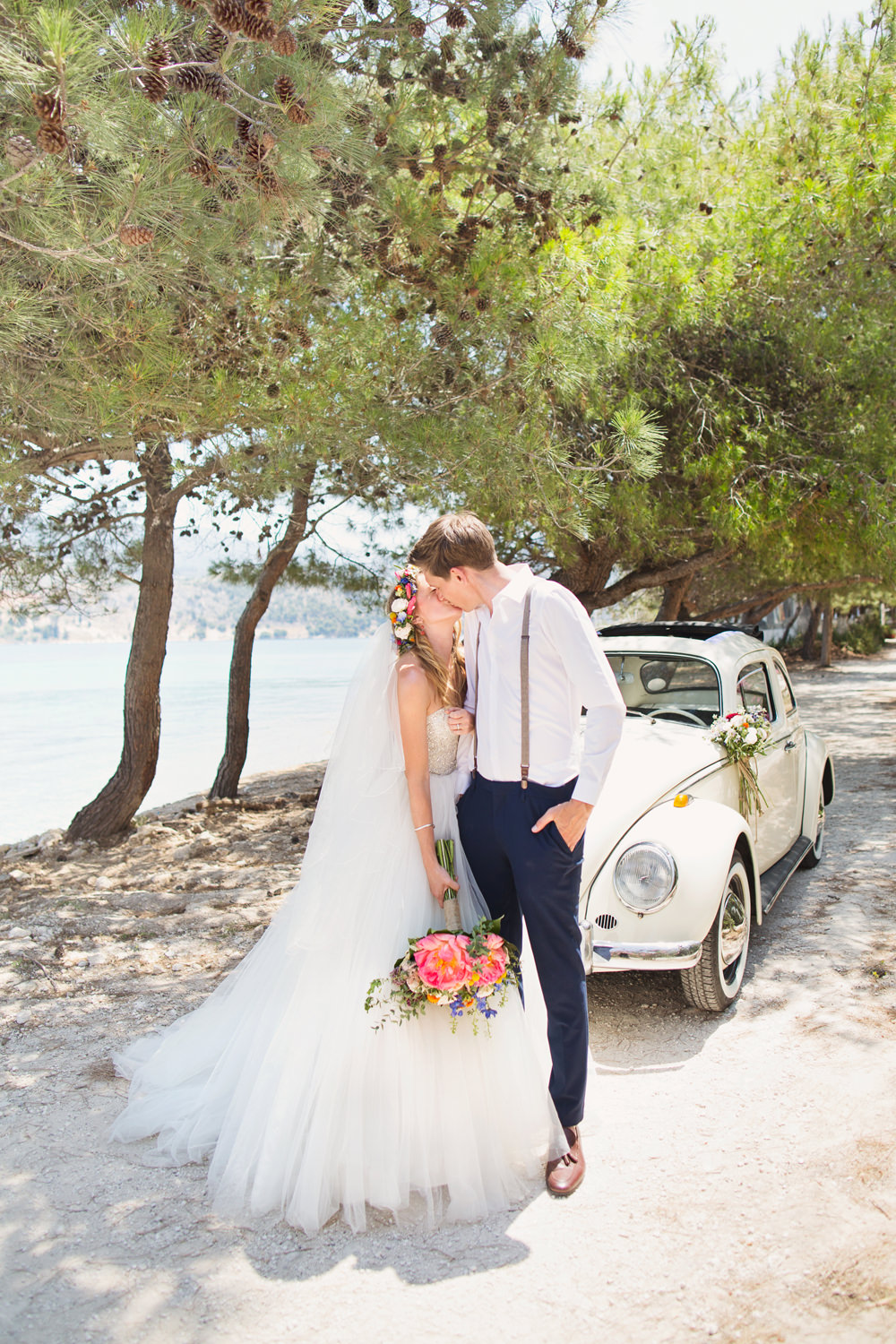 VW Beetle Transport Car Kefalonia Wedding Cotton Candy Weddings
