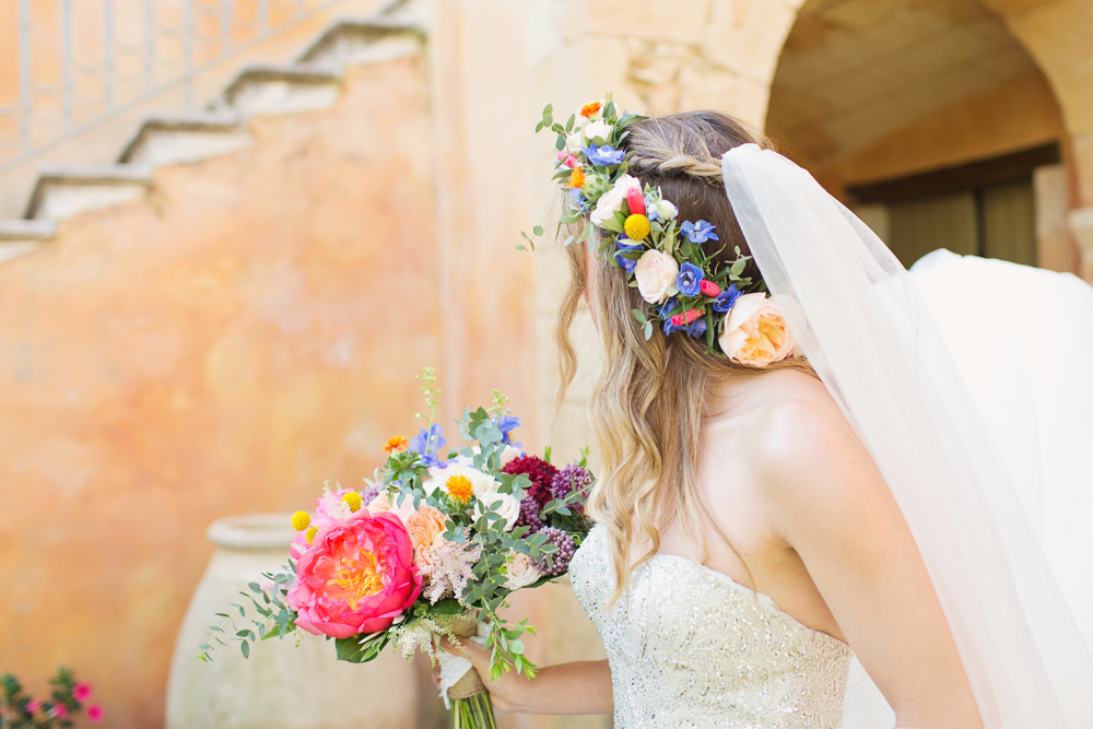 Bride Bridal Veil Flower Crown Hair Style Kefalonia Wedding Cotton Candy Weddings