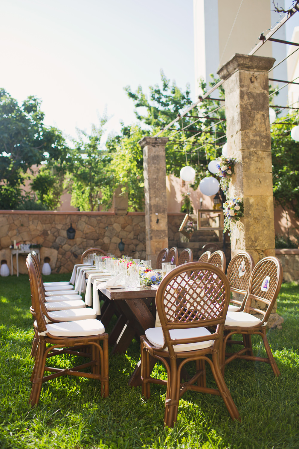 Outdoor Table Tablescape Reception Kefalonia Wedding Cotton Candy Weddings