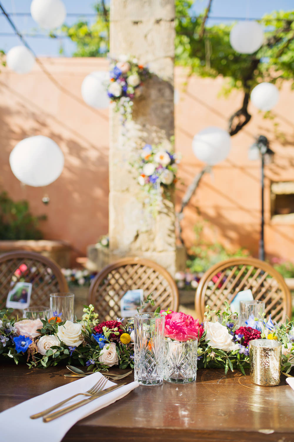 Table Decor Decorations Floral Flower Garland Swag Runner Kefalonia Wedding Cotton Candy Weddings