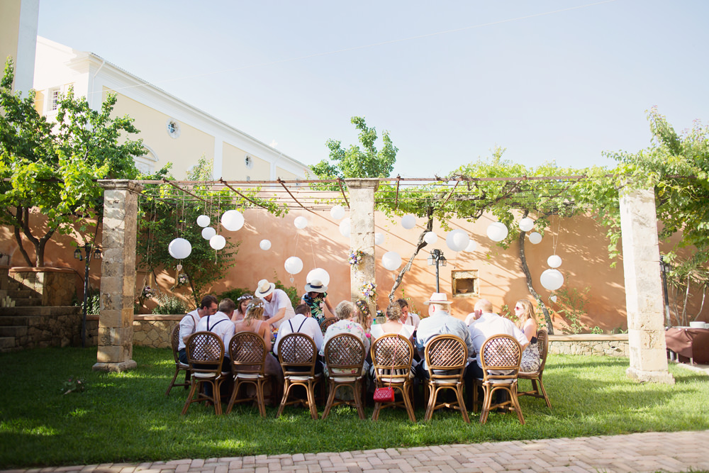 Outdoor Table Tablescape Reception Kefalonia Wedding Cotton Candy Weddings
