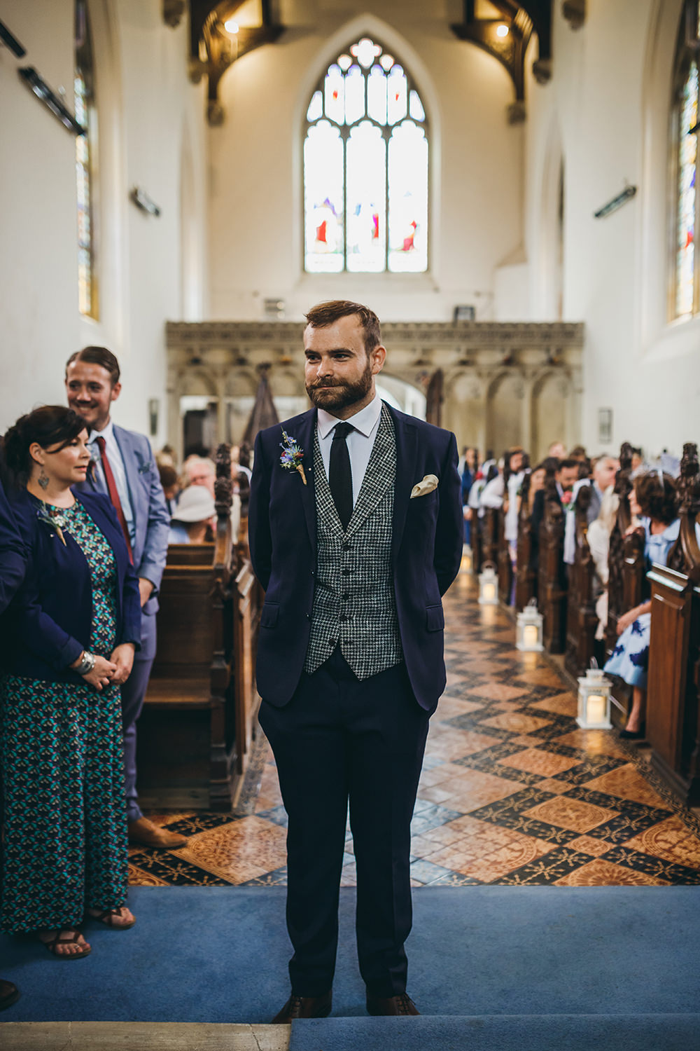 Groom Suit Waistcoat Tie Navy Grey Kingsettle Stud Wedding Mark Tattersall Photography