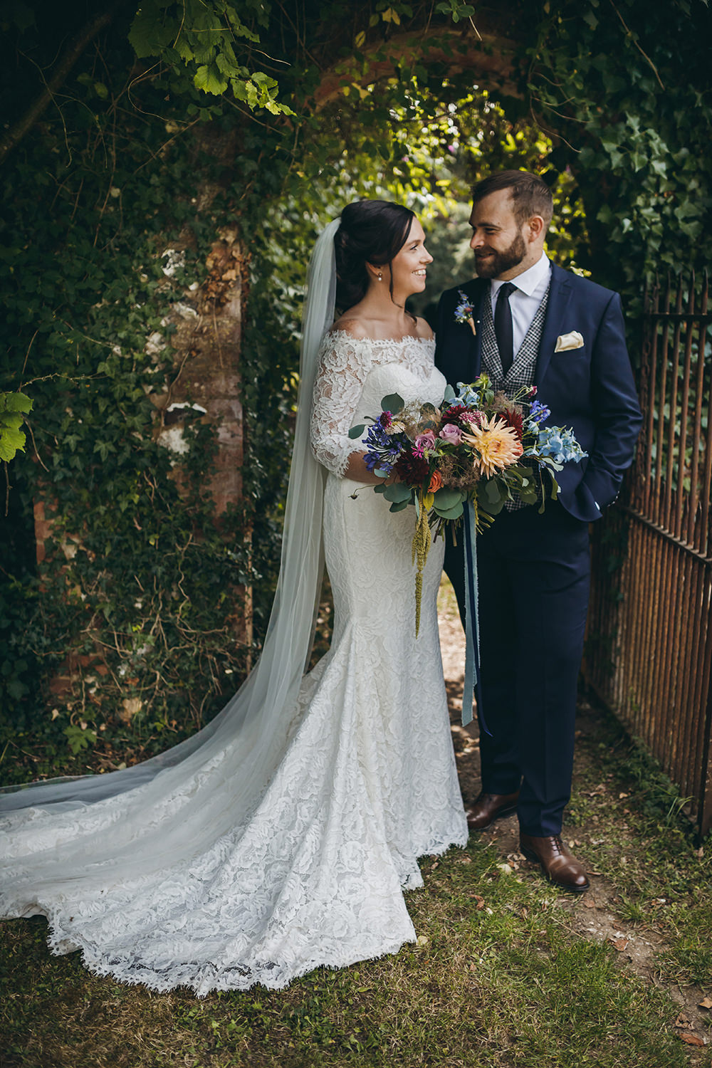 Dress Gown Bride Bridal Lace Long Sleeves Train Veil Pronovias Kingsettle Stud Wedding Mark Tattersall Photography