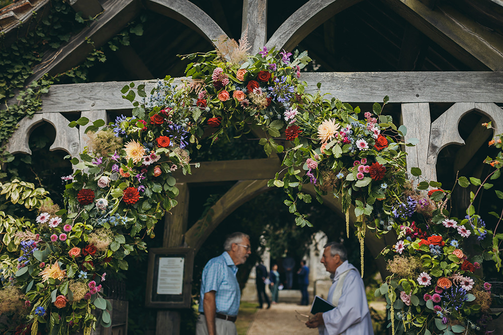 Flower Arch Flowers Church Arch Backdrop Kingsettle Stud Wedding Mark Tattersall Photography