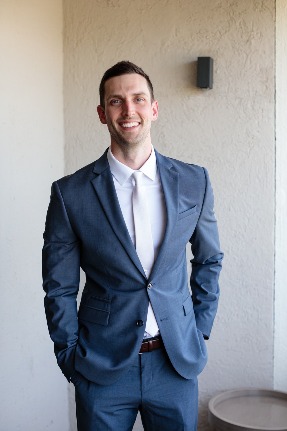 Groom Suit Blue White Tie Los Cabos Wedding Anna Gomes Photo