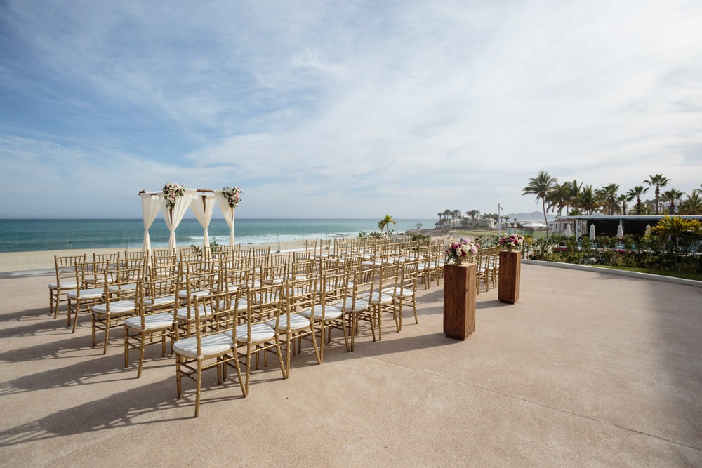 Ceremony Outdoor Beach Sea Flowers Aisle Floral Arch Backdrop Los Cabos Wedding Anna Gomes Photo