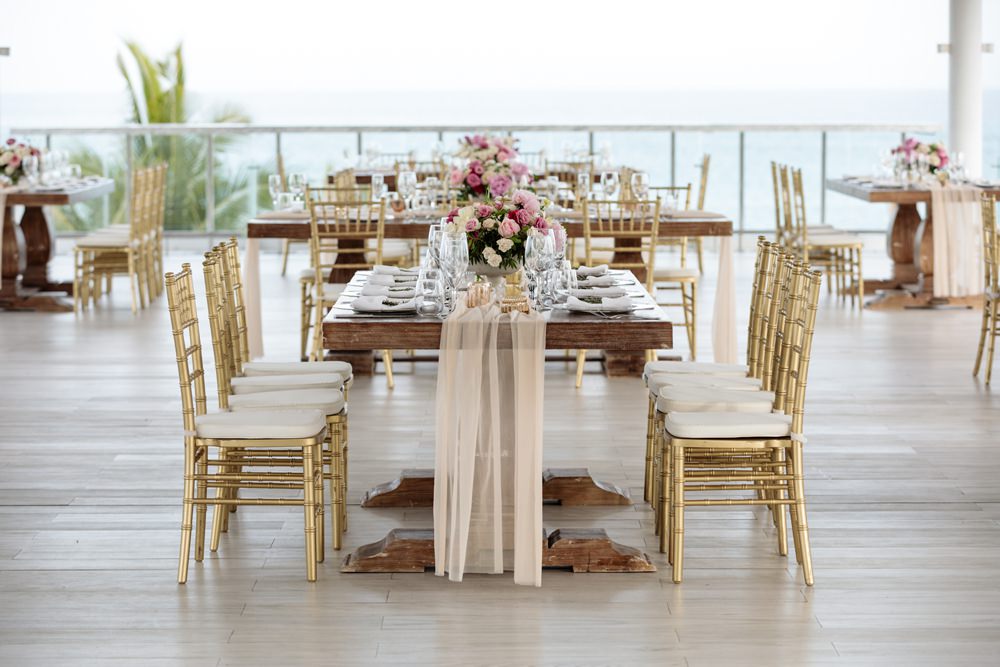 Table Tablescape Decor Silk Runner Flowers Gold Los Cabos Wedding Anna Gomes Photo