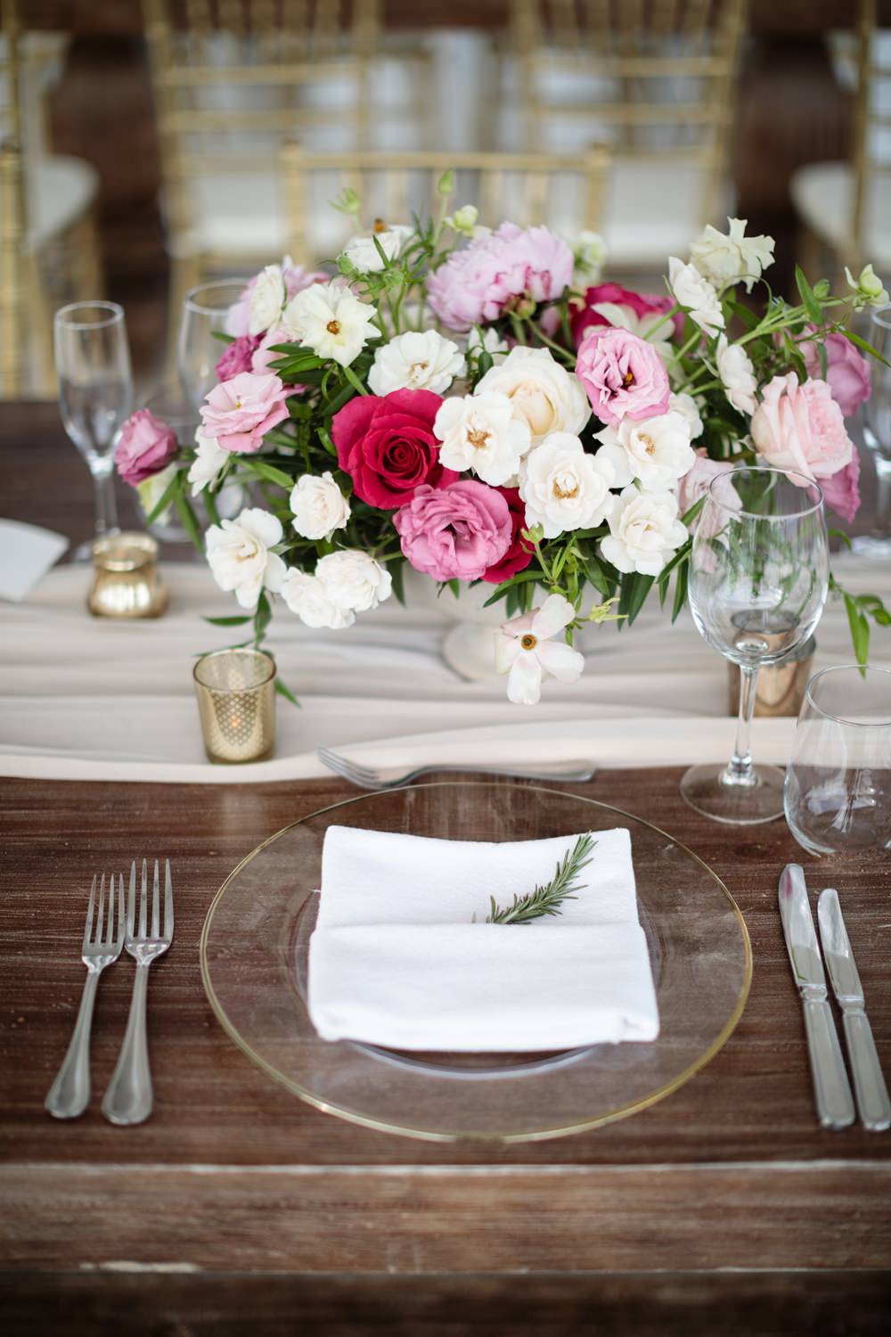 Rosemary Place Setting Flowers Centrepiece Los Cabos Wedding Anna Gomes Photo