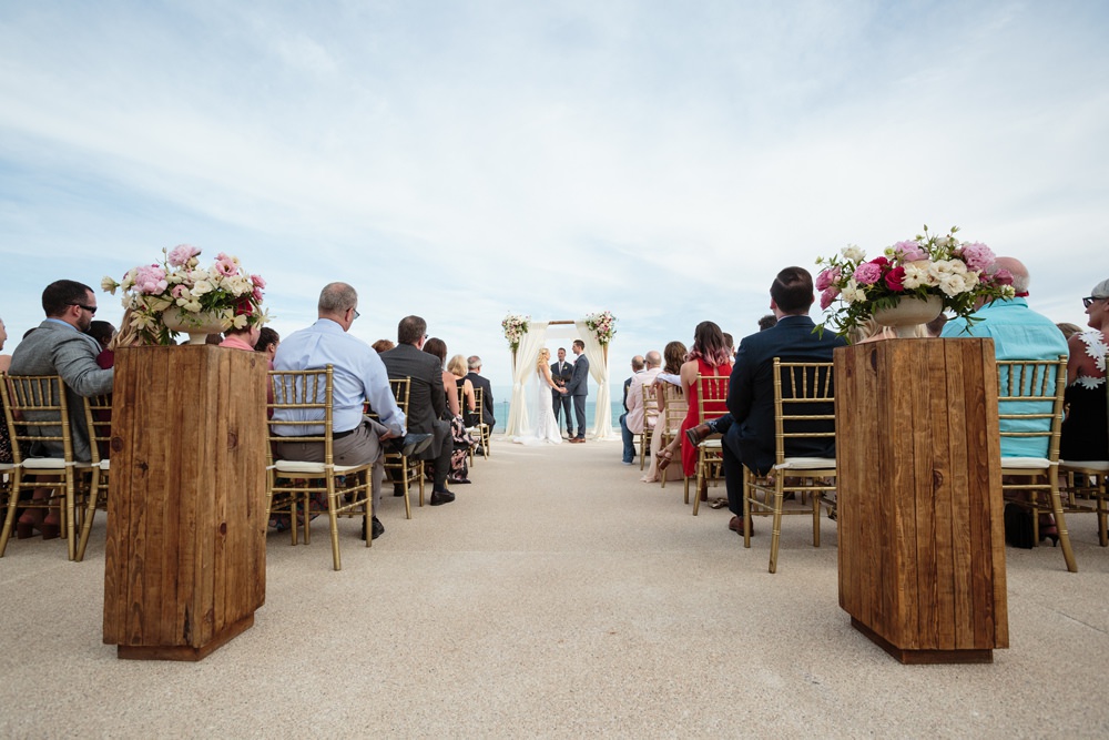 Ceremony Outdoor Beach Sea Flowers Aisle Floral Arch Backdrop Los Cabos Wedding Anna Gomes Photo